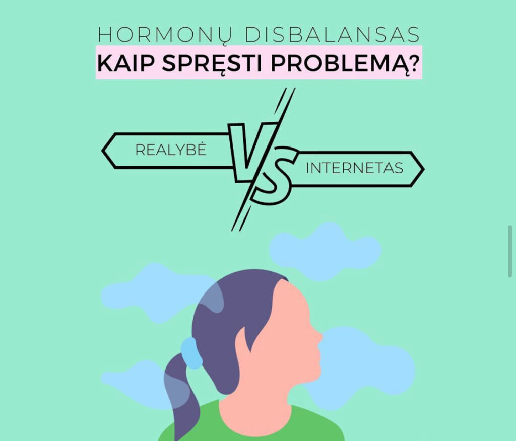 Hormonų akademija - animacinis merginos siluetas su dviem pasirinkimo rodyklėmis, rodančiomis į skirtingas kryptis.